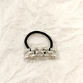 Hollow chain silver metal hair tie with high elastic black band for women style - Silver Chain Strap 5.5cm