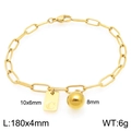 Bracciale a catena dorata in acciaio inox con ciondolo a lettera C e perla - Stile Iniziale C (KB205122-Z) / Oro