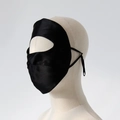 Adjustable black silk sun protection mask with full face coverage and satin finish - Black