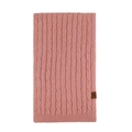 Winter knitted scarf for women in dusty pink with classic cable pattern and snowflake tag - Pink Scarf Only