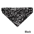 Bandana per cani regolabile nera con motivo paisley bianco e fibbia di chiusura - L (32-55cm) / Nero