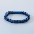 Men's hip hop Byzantine chain bracelet in deep blue stainless steel finish - Blue / 22cm(8mm)