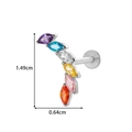Silver titanium body piercing stud with colorful marquise zircon stones and flat back disc - Silver Multicolor Zircon Row Style (T2522-9#银) / 1.2*8mm