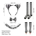 5-piece zebra costume set with headband, bow tie, tail, socks and gloves for kids - 5pcs Zebra Set (Cotton Ears + Sleeves + Socks)