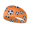 Elastic sports headband in vibrant orange with black and white football soccer print - Soccer Orange