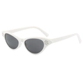 Retro white cat-eye eyewear frames with sparkling rhinestone accents for women - Solid White Grey Lens