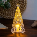 Mini glowing crystal Christmas tree table lamp with warm light and star topper decor - Transparent Rhombus