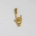 Retro gold stainless steel pendant featuring an I Love You hand gesture sign - Hamsa Hand / Gold