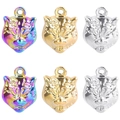 Polished stainless steel tiger head pendants in rainbow, gold, and silver finishes - Tiger Head / Mixed Colors