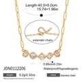 Close-up of gold paperclip chain necklace with zircon charms and extension detail - Five Shape Zirconia Paperclip Chain Necklace (JDN0112206)