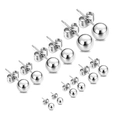 Lot de 7 paires de boucles d'oreilles boules minimalistes en acier inoxydable argenté - Acier (3-8mm)