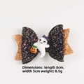 Barrette d'Halloween nœud avec fantôme et citrouille, dimensions 8x5cm et poids de 8,5g - Fantôme en Résine