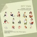 Floral PET sticker pack featuring 30 pieces of golden foil human and pet illustrations - Pet Time
