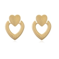 Orecchini a cuore in acciaio inossidabile placcato oro 18K con texture metallica - Consistenza Granulare a Cuore (45711)