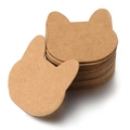 Bruine kraftpapieren displaykaarten in kattenvorm voor sieraden en oorbellen - 50 Stuks/Verpakking (3.5x3.5cm) / Khaki (Kraft)