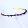 Handmade golden headband with purple raw amethyst crystals for festive bridal gift - Single Row / Amethyst - Single Row