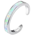 Anillo de dedo del pie abierto de plata esterlina S925 con ópalo blanco para mujer - Abierto Ajustable / Oro blanco