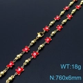 Golden chain necklace with red butterfly evil eye charms 18g 760x6mm size details - Red Butterfly Style (KN233700-Z)