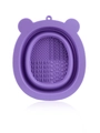Purple silicone makeup brush cleaner bowl with foldable design and varied textures - Purple