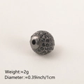 Gun black copper spacer bead with black cubic zirconia pave for DIY bracelets - 10MM Black Zirconia Gun Black Plated