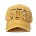 Gorra de béisbol de algodón lavado amarillo mostaza con parche BOY y bordado urbano - Ajustable / Amarillo