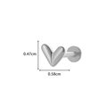 Silver heart-shaped F136 titanium stud earring with zircon inlay, 0.47cm by 0.58cm - 7# Silver - Heart Shape