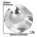 Polished silver hammer-textured 22mm round pendant charm with triple connector holes - Hammered Disc / Steel
