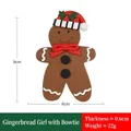 Gingerbread girl Christmas ornament with red bow, size 9x6cm, resin material - Small Gingerbread Girl with Bow
