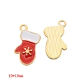 Christmas red glove charms with gold snowflake detail and back view in 19x10mm size - Red Snowflake Mitten (A3-098)