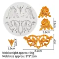White silicone mold for European vintage floral relief fondant cake decoration - Baroque Symmetrical Floral Set (B597) / Gray