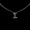 Silver letter I necklace pendant with colorful gemstones on a black background - Letter I / Silver