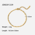 Detailansicht des 18K vergoldeten Perlenarmbandes mit Maßen und Verschluss-Spezifikationen - Perlenarmband / Gold