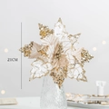 Champagne gold 21cm artificial Christmas flower with sequins for holiday tree decor - Champagne