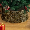 Falda de árbol de Navidad con lentejuelas doradas y borde de felpa elegante - 40*60*20cm / Collar de Árbol Redondo Negro Dorado de Lentejuelas