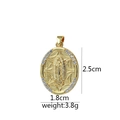 Golden 18K plated Virgin Mary oval pendant with micro-pave cubic zirconia, 2.5cm size - 【D2018JB】Virgin Mary Oval White Zircon