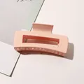 Matte light pink rectangular hollow hair claw clip with minimalist Korean style - 10.5cm Rectangular - Macaron Girly Pink