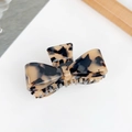Tortoiseshell acetate bow hair claw clip with glossy leopard pattern for women - Small / Beige Tortoise Shell