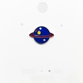 Detailed view of dark blue planet enamel pin with stars on white display card - 76*Starry Blue Planet Pin