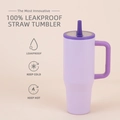 Purple 40oz insulated stainless steel tumbler with straw and leakproof lid - 40oz / Type F (Purple)
