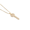 Minimalist gold-plated key pendant necklace with sparkling cubic zirconia on a fine chain - 0352 Key