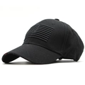 Berretto da baseball in cotone nero con bandiera americana ricamata in stile militare - Taglia Unica (56-60cm) / Nero