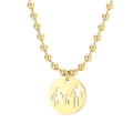 Collana a sfere dorata con pendente circolare che raffigura una famiglia che si tiene per mano - Collana (KN234380-Z) / Oro