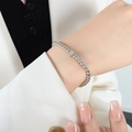 Elegant beaded titanium steel bracelet in silver finish with a sparkling zircon pendant - Bracelet (14+5cm) / Silver