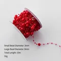 10m red pearl bead garland roll with 3mm and 8mm alternating beads for Christmas decor - Red Fishing Line Beads 10m