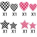 Detail von bestickten Schachbrett-Patches in Herz- und Sternform zur Taschenverzierung - Herz- und Stern-Kombinationsset (Klein)
