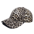Detail shot of the glossy leopard print texture and fine stitching on the baseball cap - M (56-58cm) / Smooth Leopard Leather Texture / Gray