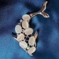 Rose gold dolphin brooch with pink cat eye stones and sparkling rhinestones - Dolphin Brooch