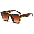 Retro-Sonnenbrille im Oversize-Quadrat-Stil mit bernsteinfarbenem Leopardenmuster-Rahmen - Tee Schildpatt Verlauf Braune Gläser