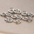 Pendientes de aro en plata S925 con circonitas negras, tamaños de 5mm hasta 12mm - Plata con zirconia negra
