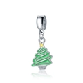 Silver Christmas tree charm with green enamel and star detail for DIY bracelets - Silver Base Green Tree Pendant Only (Without Chain)